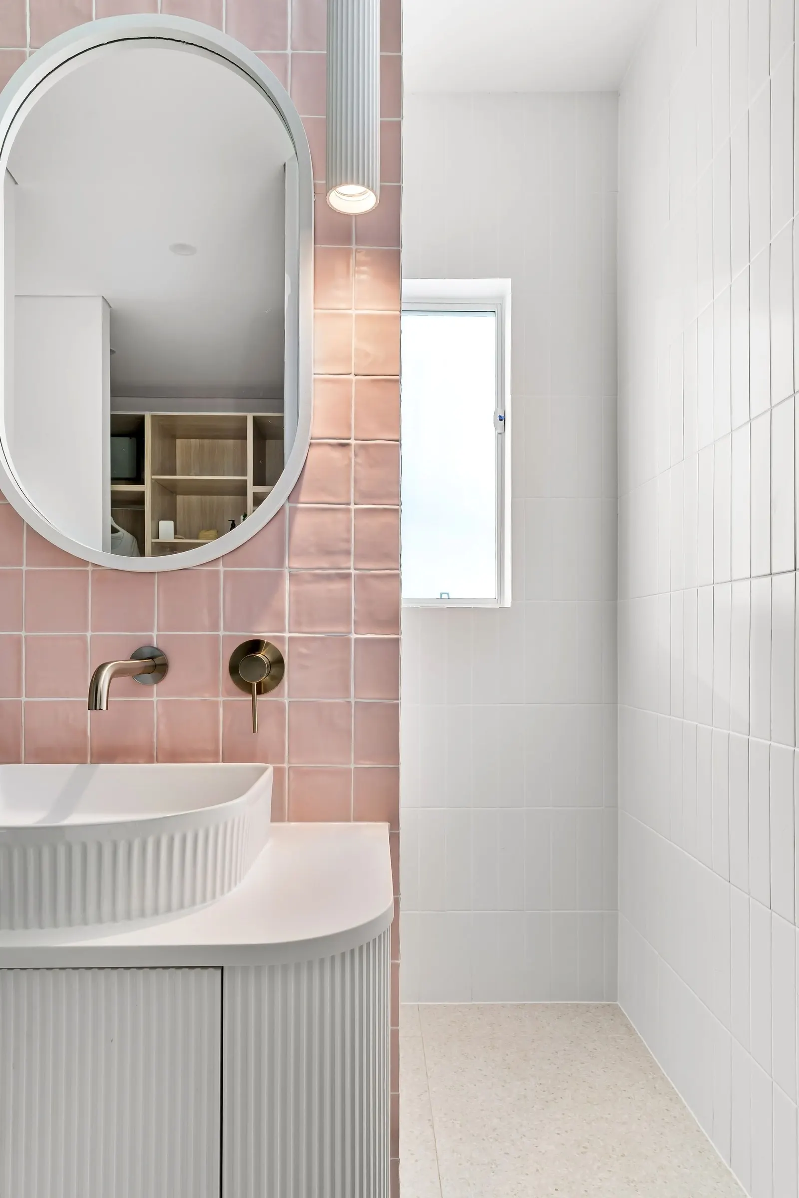 Bathroom vanity with new wall lighting