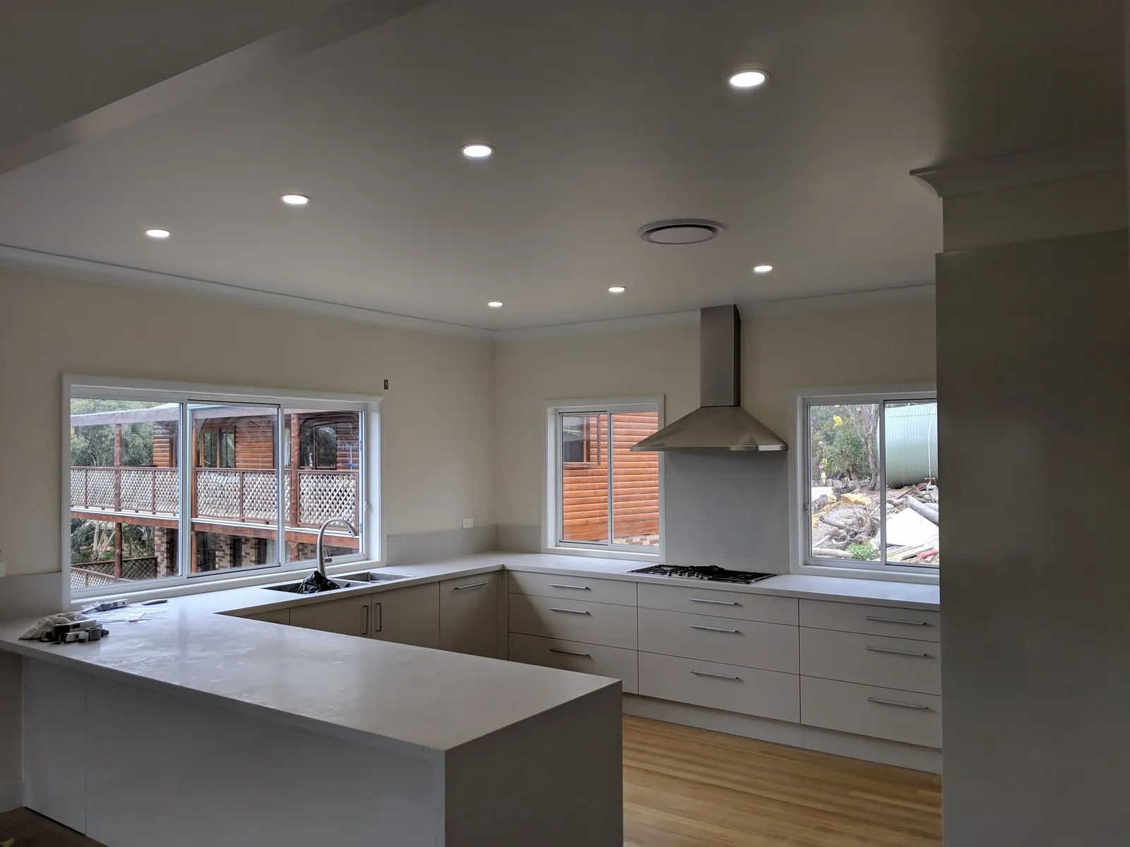 Renovated kitchen with LED downlights by JT Electrical NSW