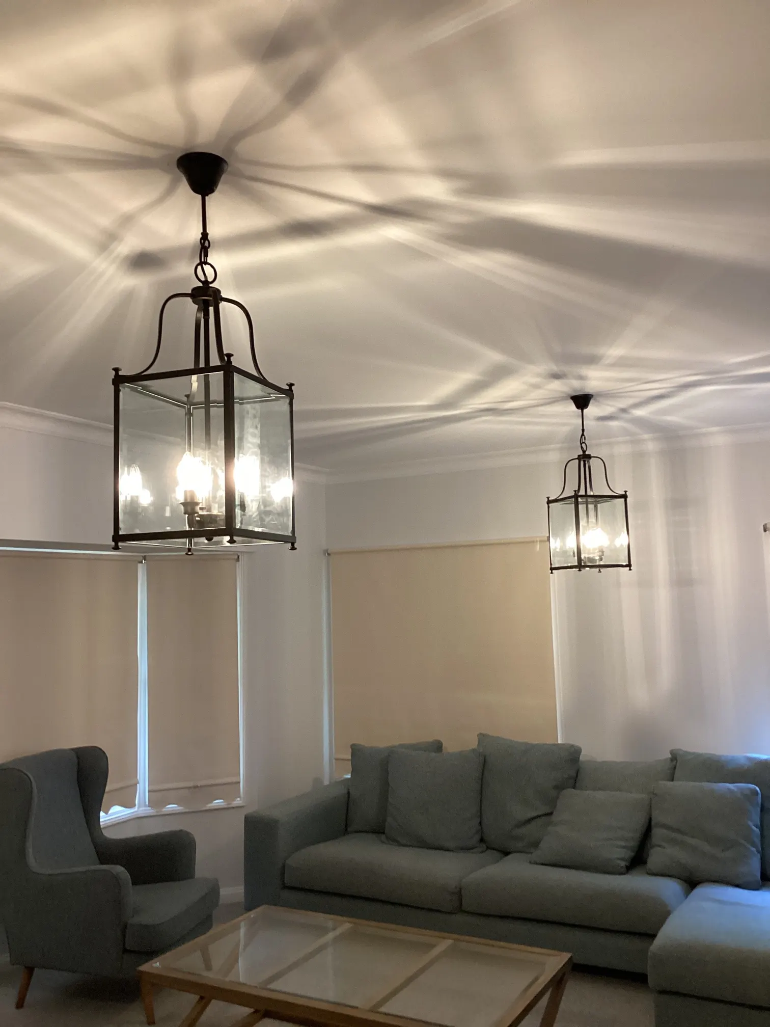 Hallway with new lantern pendant lights