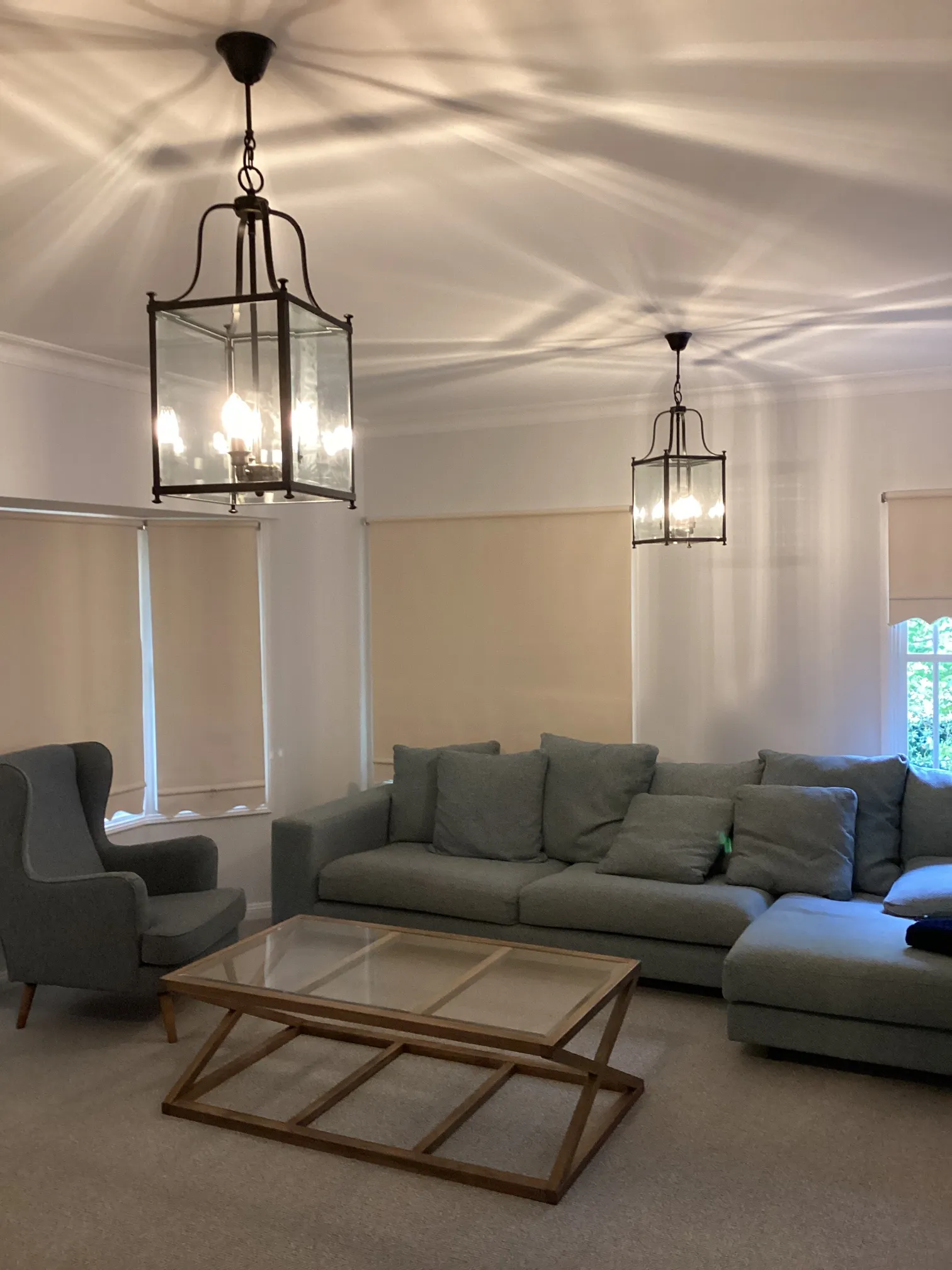Living room with new pendant lighting