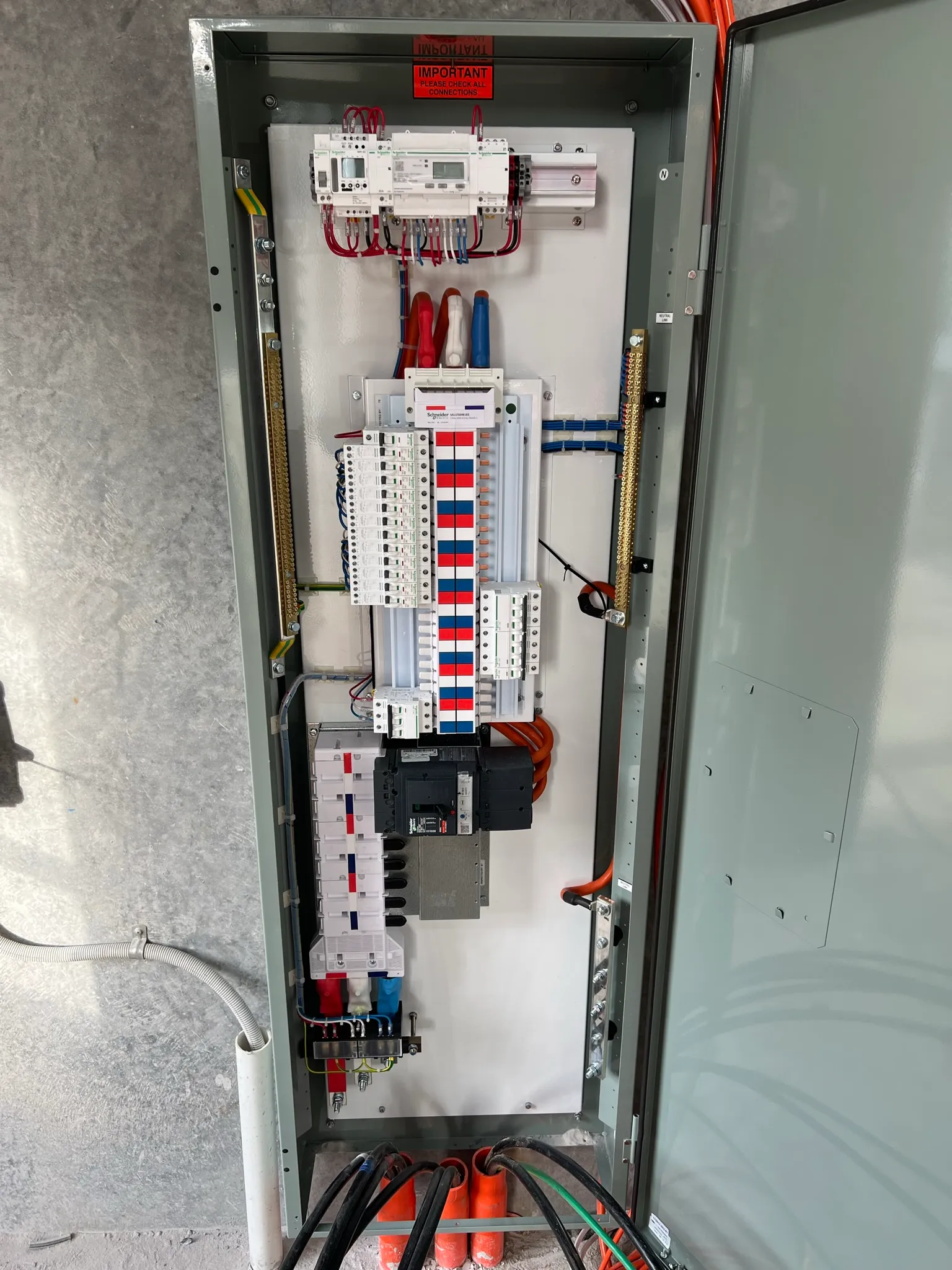 Newly installed switchboard with labelled circuits