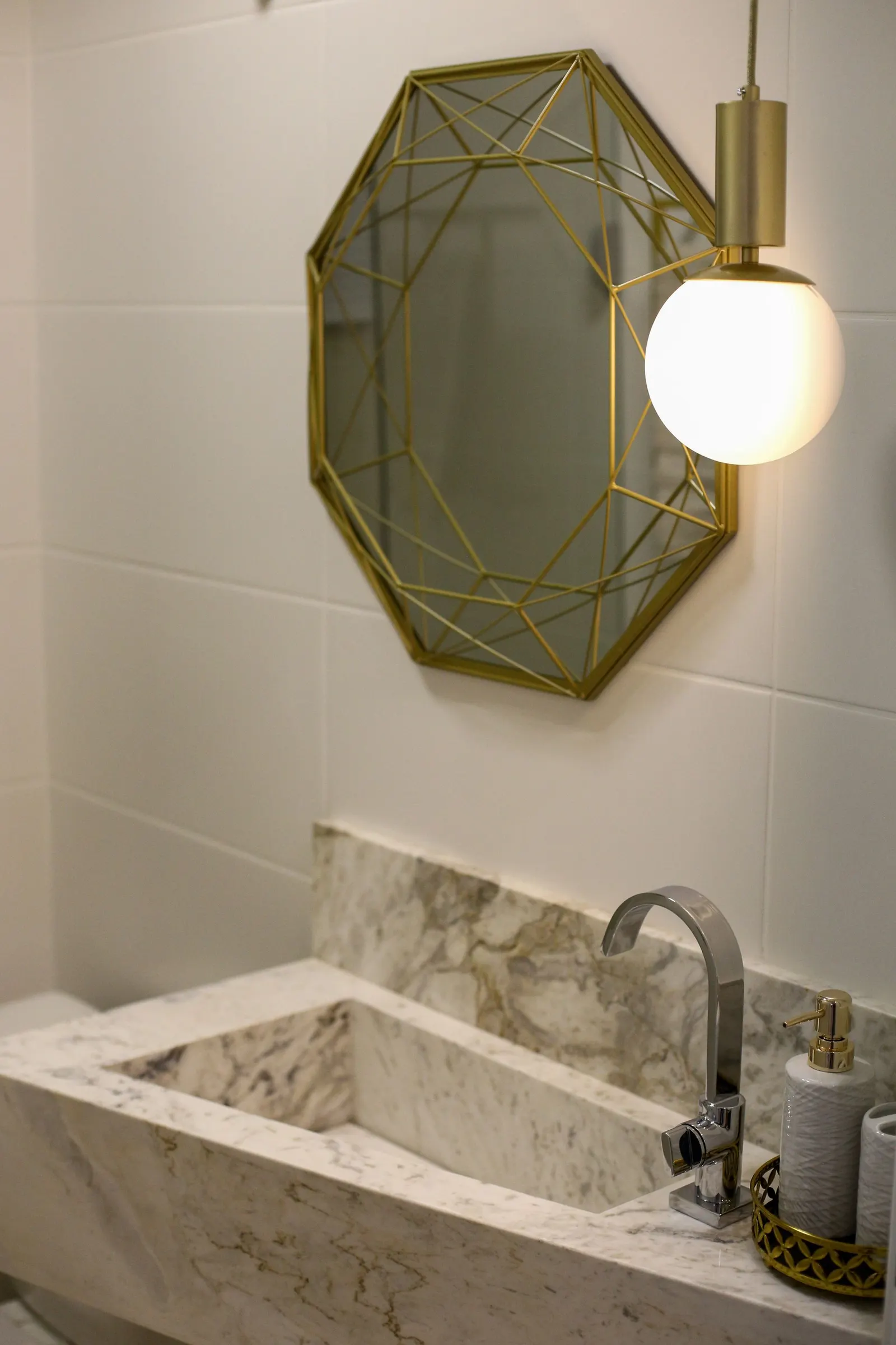 Bathroom vanity with a new wall light
