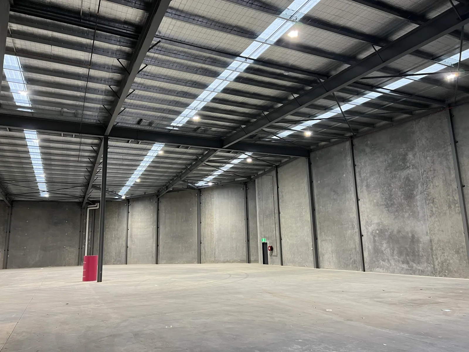Warehouse with high-bay lighting